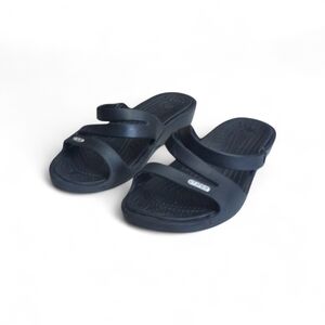 Crocs Women's Size 7 W Black Wedge Sandals Flip Flops Comfort Shoes Slides